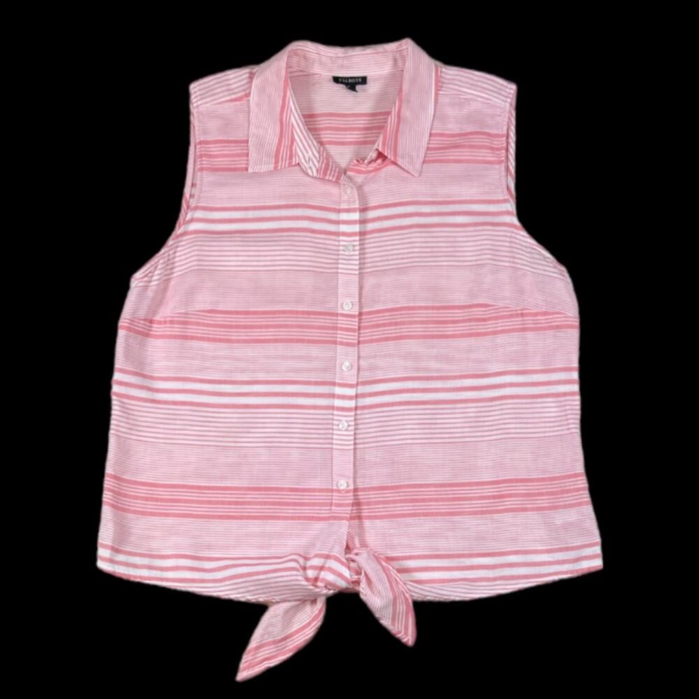 Talbots Pink Striped Sleeveless Top | Size L